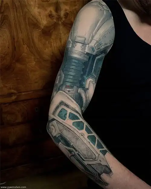 2款赛博朋克硬核液压机械臂纹身图案