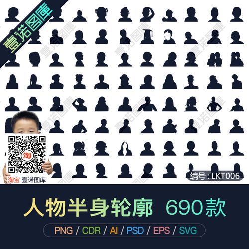 690款png免扣上半身人物剪影人物轮廓图ai矢量图cdr设计素材模板