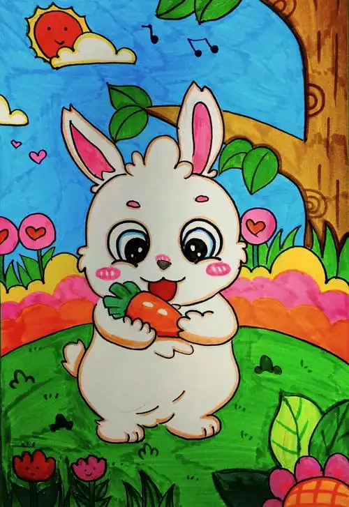 92简易可爱兔子儿童画指南96