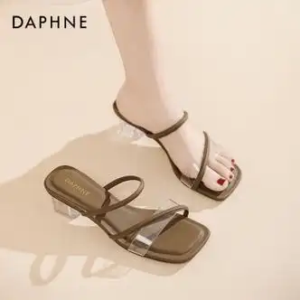 鞋柜达芙妮凉鞋女款2024新款凉拖鞋女夏外穿一字带凉鞋高跟拖鞋女夏季