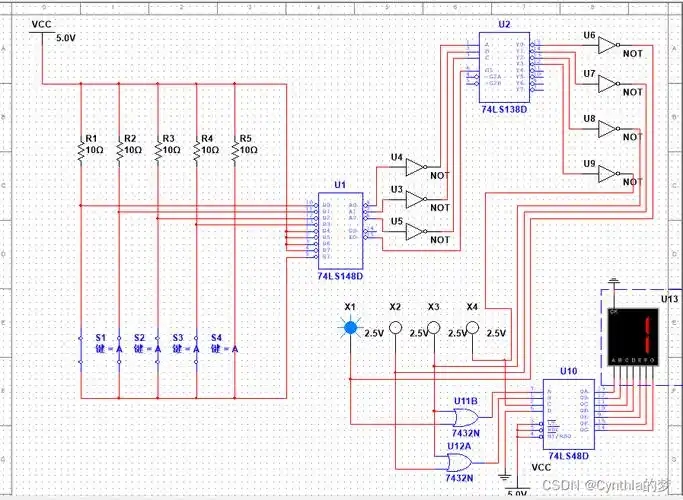 编码器解码器电路设计及multisim软件仿真