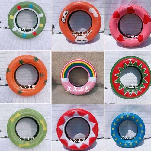 废旧轮胎工艺品创意装饰轮胎改造座椅幼儿园卡通造型汽车轮胎彩绘