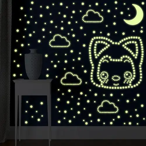 卡通可爱儿童房月亮diy小星星夜光贴幼儿园教室装饰荧光贴墙贴纸