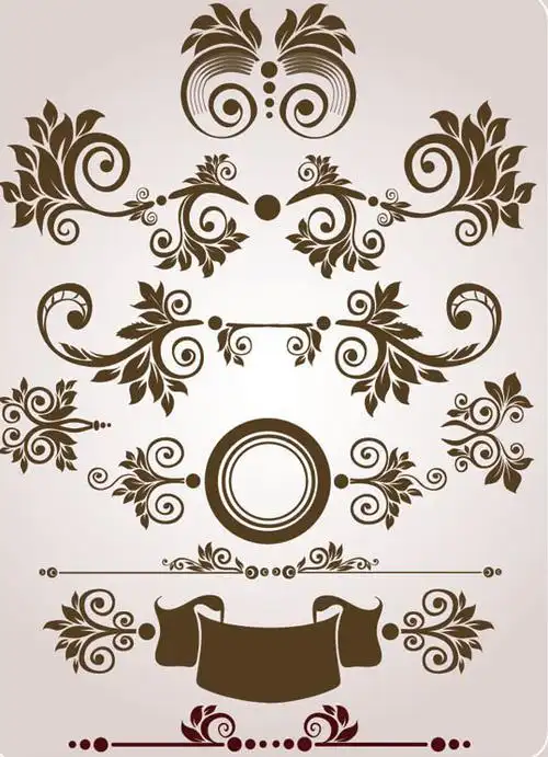 欧洲式精致花纹矢量图