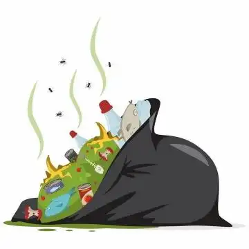 打开盖子的黄色垃圾桶png图片免抠矢量素材