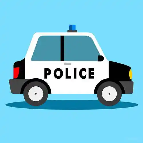 卡通,警车,汽车,设计,蓝色背景_高清图片_全景视觉