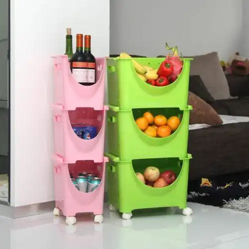 日式叠加塑料收纳筐收纳箱水果蔬菜收纳架蔬果框厨房置物架层架