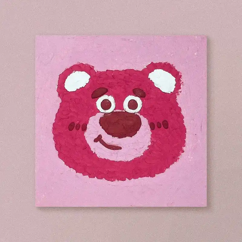 草莓熊.#油画棒 #每日一画 # - 抖音