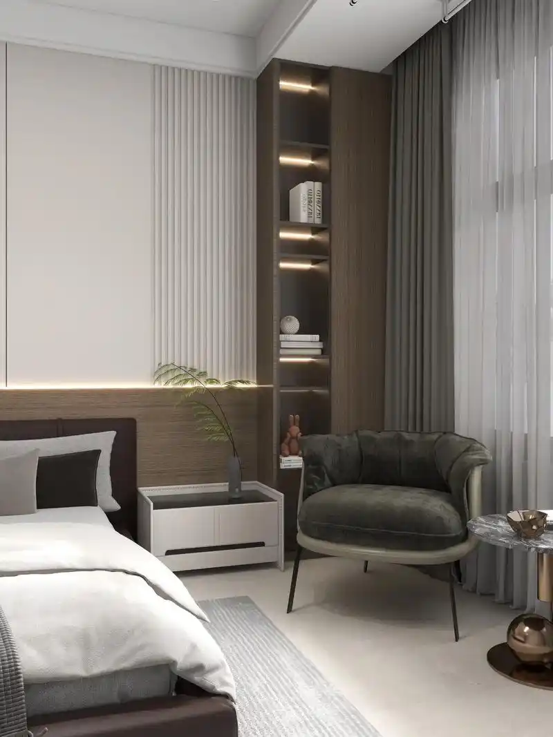 现代简约风卧室装修设计效果图.