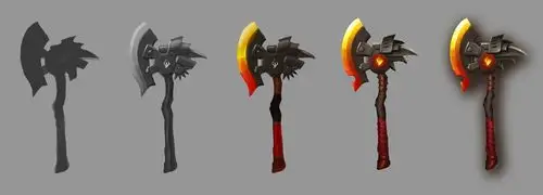 一把游戏武器 斧头的绘制流程,保留步骤