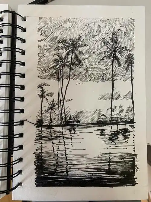 风景针管笔速写