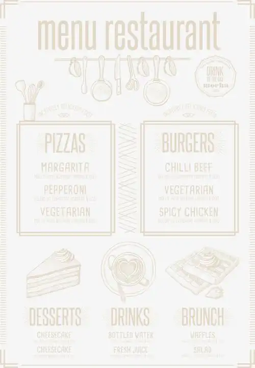 矢量咖啡巧克力蛋糕菜单