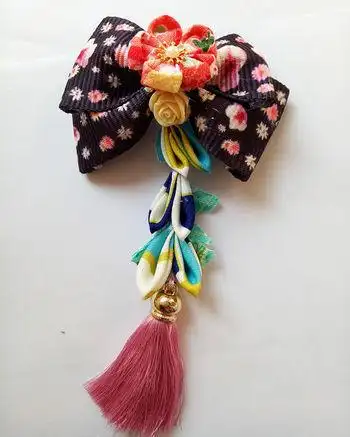 日式和风头花鸭嘴夹边夹手工发夹和服发饰超大蝴蝶结头花