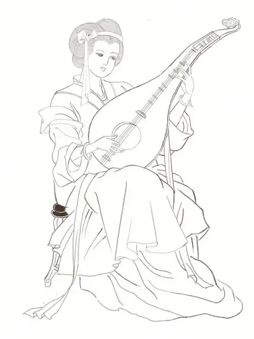 仕女图临摹白描