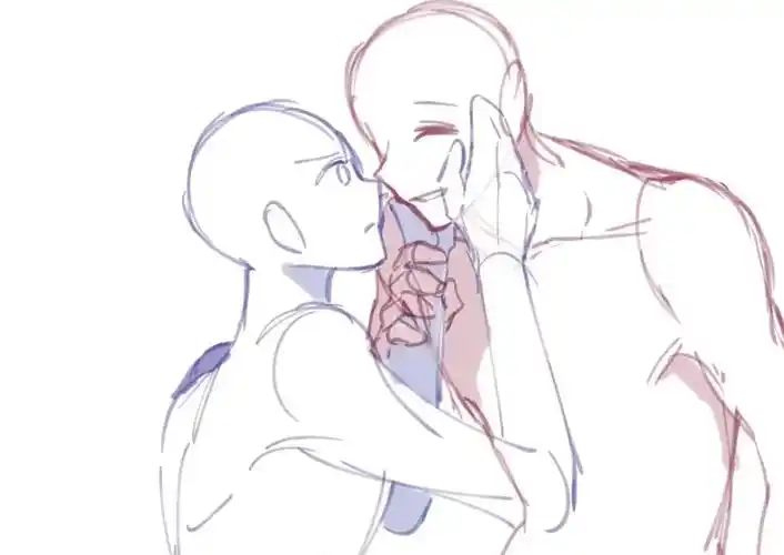 线稿素材情侣cp双人互动姿势参考你的本子能用上