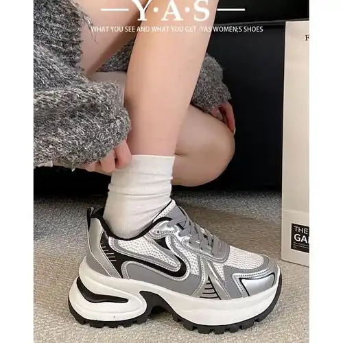 女2024春秋季时尚拼色厚底脏脏老爹鞋新款设计感增高休闲运动鞋