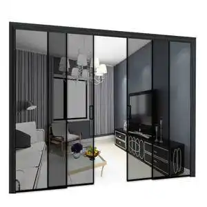 滑移门厨房吊轨推拉门卧室玻璃隔断极窄边框客厅隐形门家用0人付款