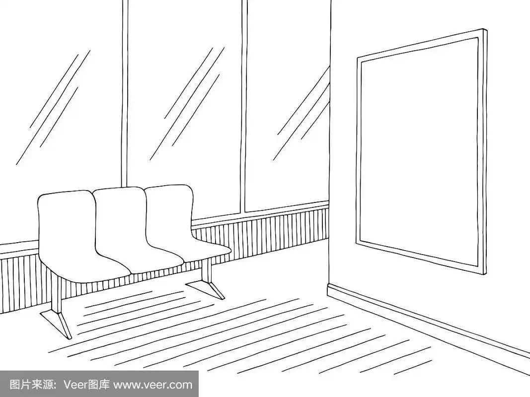 走廊图形黑白室内草图插图矢量