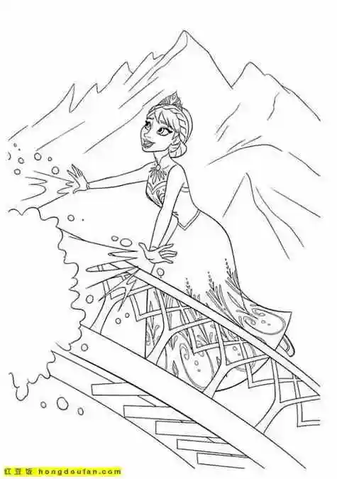 《冰雪奇缘》艾莎公主涂色图片-红豆饭小学生简笔画大全