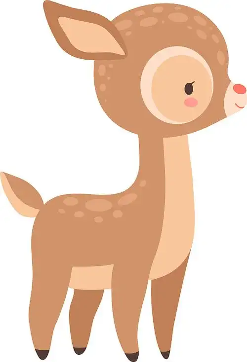 可爱的卡通小鹿孤立在白色
