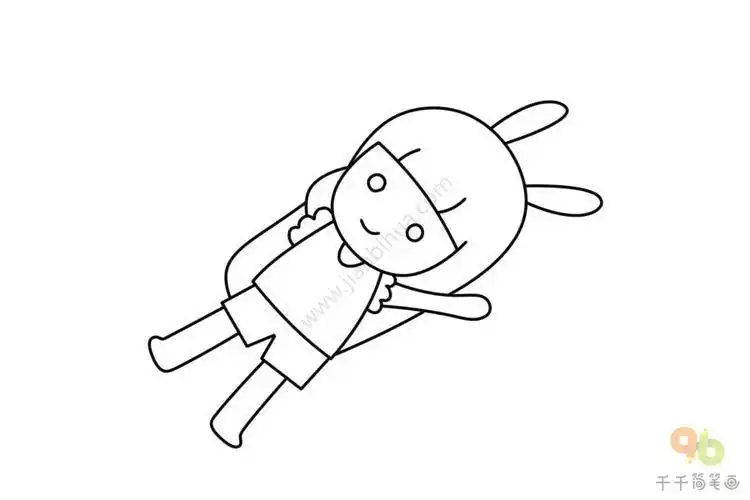 仰望星空的兔子女孩简笔画女孩简笔画