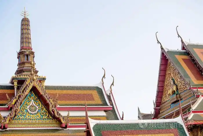 庙泰式屋顶.佛教中的泰国建筑.东南亚国家的艺术身份佛教宗教.
