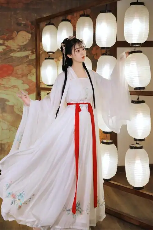 套装汉服女原创正品齐腰襦裙清新飘逸白色仙女汉服