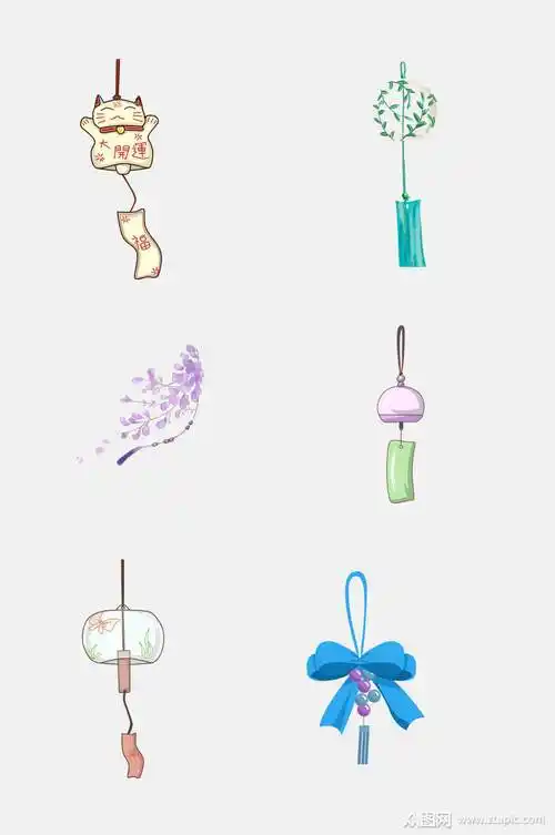 简约古风手绘风铃免抠设计元素素材