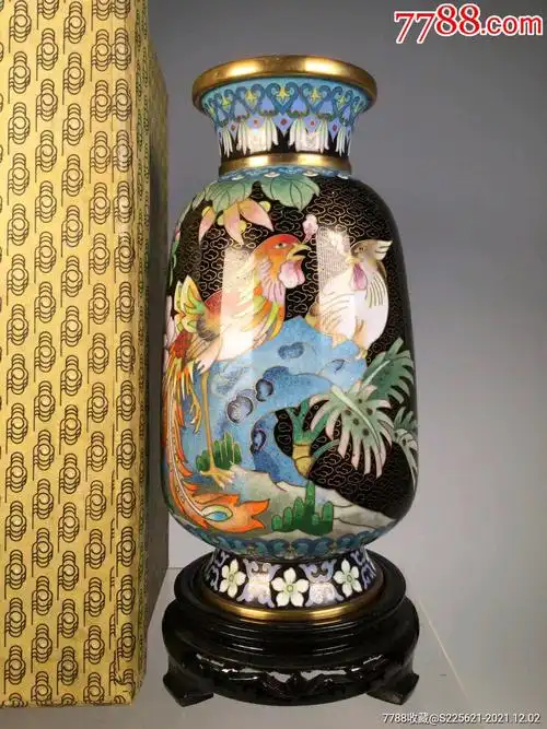 创汇时期景泰蓝凤求凰纹饰香兰瓶