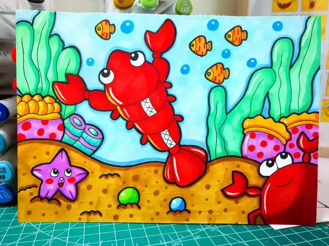 儿童马克笔手绘海底世界简笔画
