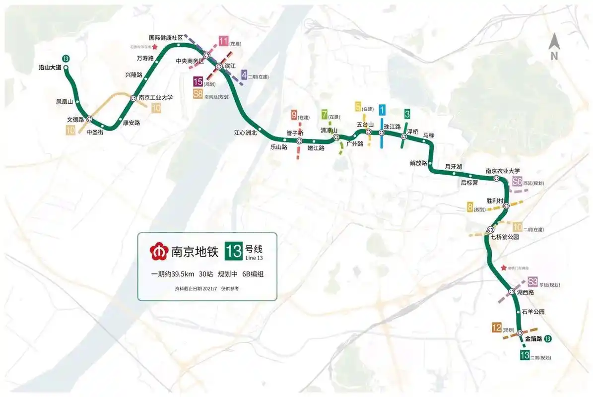 南京18条所有数字地铁线路图一览如下