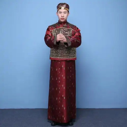 男古装阿哥服少爷服长袍马褂公子服地主服中式婚礼服装新郎司仪服