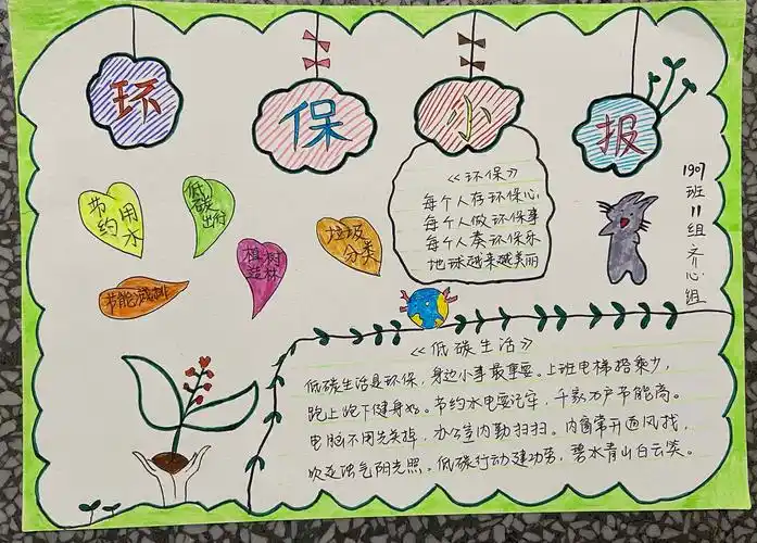 保护环境,从我做起--天台小学1907班书画及手抄报比赛作品