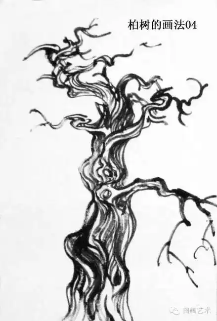 山水画基础教程柏树画法分步图解