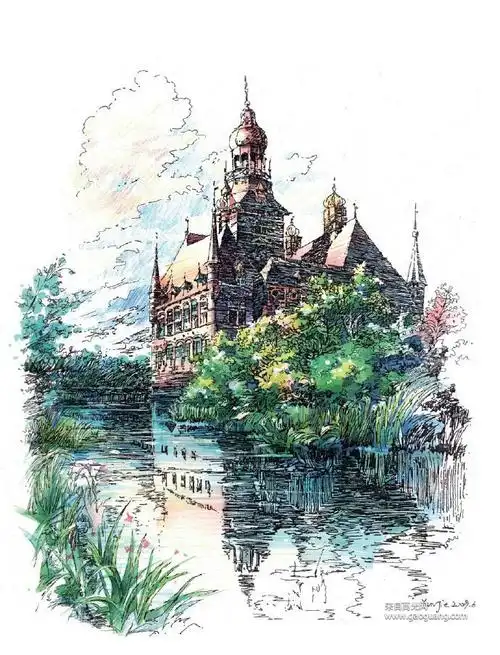 现代建筑手绘图片集,优秀的手绘建筑作品