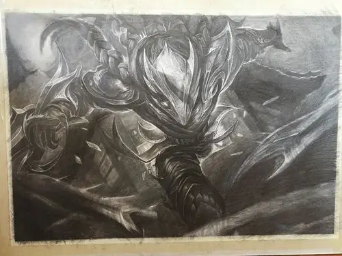 临摹手绘英雄联盟腥红之月泰隆