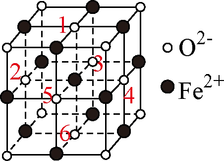 fe   的配位数为   ;与 o  紧邻的所有 fe   构成的几何构型,与 fe