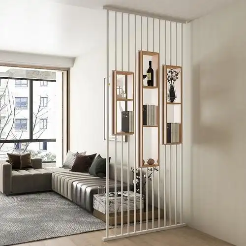 北欧客厅铁艺屏风置物架入户洗手台古达c挡煞玄关装饰餐厅镂空矮隔断