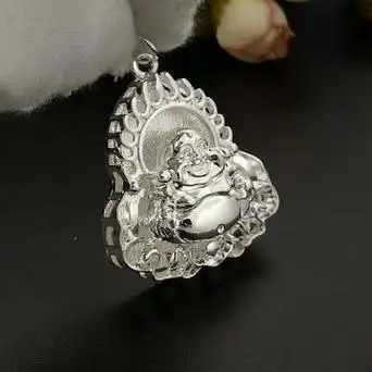 批发藏银纹银饰品 弥勒佛男士镀银吊坠 展销会跑江湖货源
