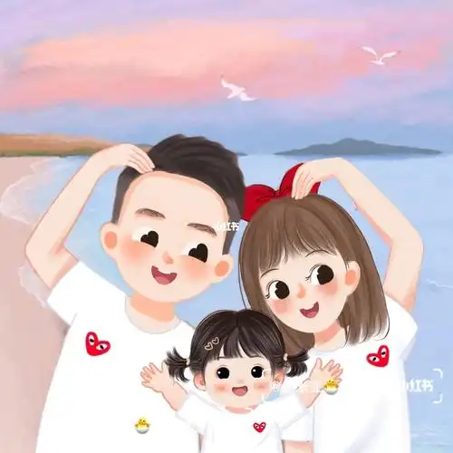 一家三口女宝全家福头像