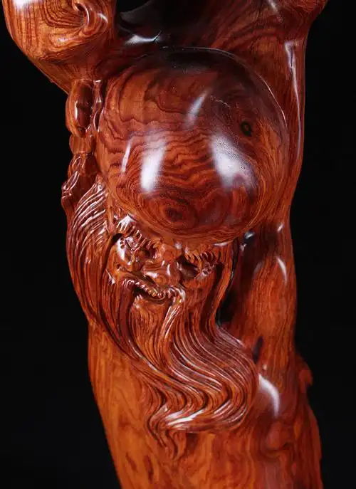 大千【寿星公】紫檀柳工艺品手工精雕摆件 纹理偏黄 成色非常好