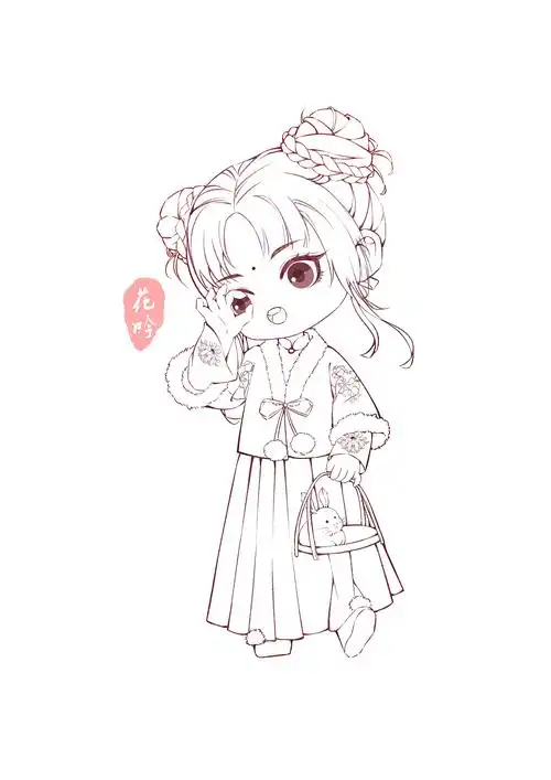 圣诞节q版古风人物_花吟插画tsaml-站酷zcool