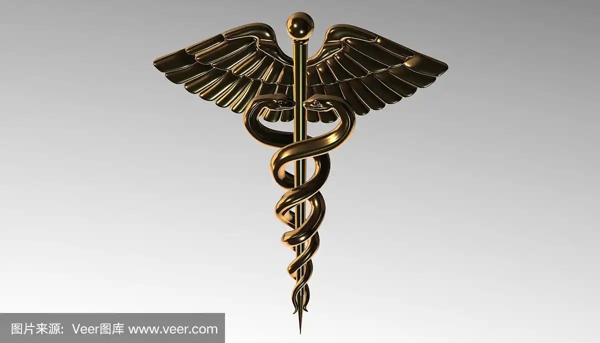 caduceus -医学符号,3d渲染