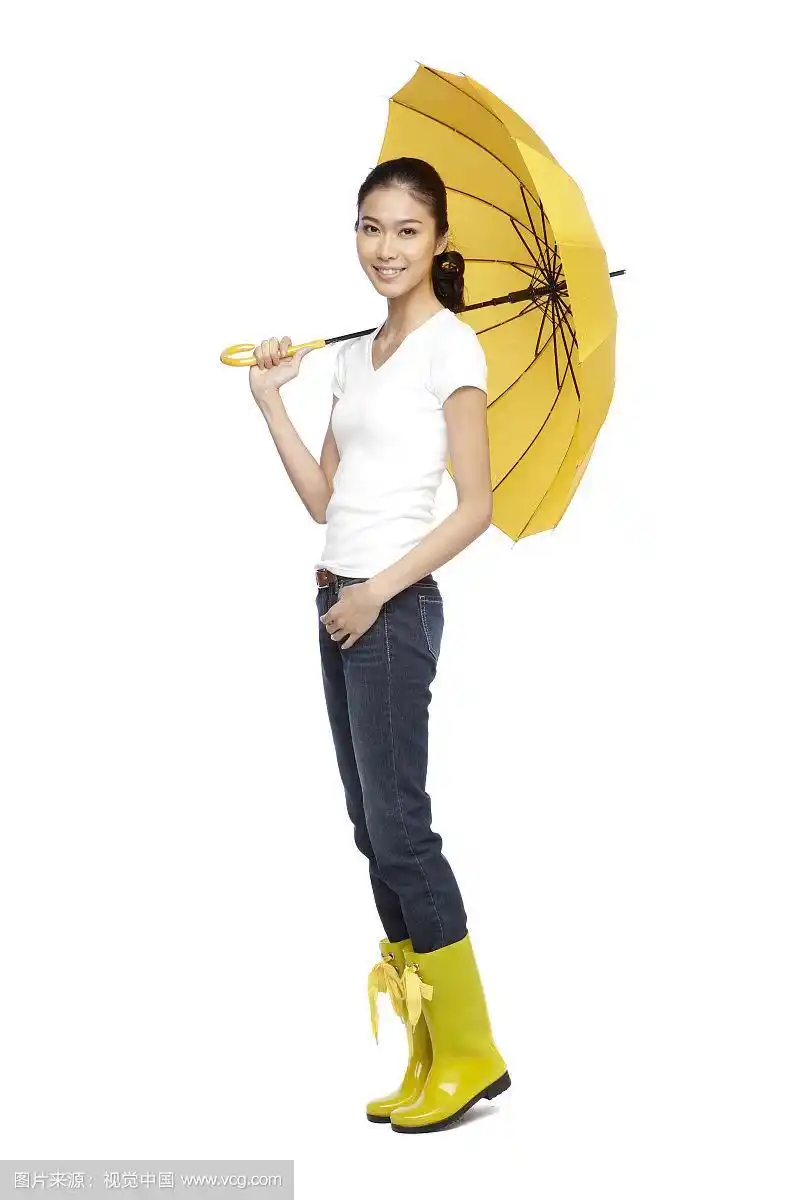 穿雨靴撑伞的女人