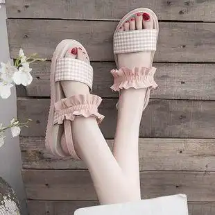 2021夏季新款12少女孩凉鞋仙女风初中学生大童平底罗马鞋百搭15岁