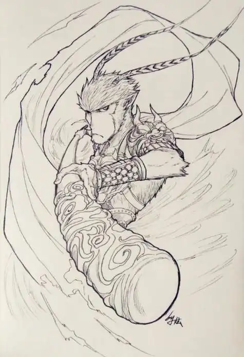 齐天大圣简笔画魔化壁纸动漫