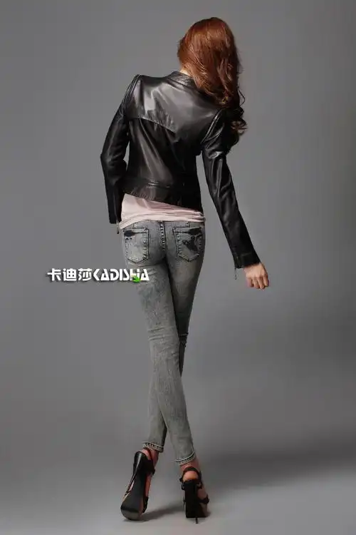 多拉链 两穿 海宁皮衣 进口绵羊皮 真皮皮衣 女 短款立领修身外套