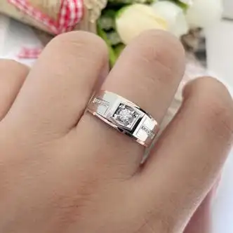 兢一18k金求订结婚男士钻戒男戒 裸钻对戒定制 铂金1克拉真钻石戒指