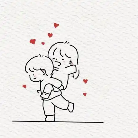 情侣恩爱简笔画