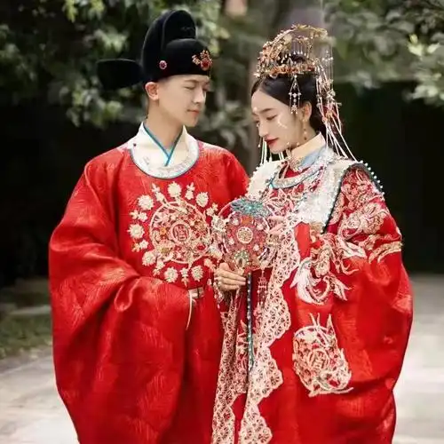 明制汉服婚服男女冬季古风花嫁唐制凤冠霞帔新娘全套大婚结婚嫁衣